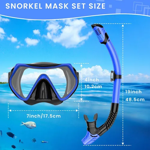 Miniatura 4 de Equipo de esnórquel para adultos, juego de máscara de esnórquel para adultos, buceo, gafas de natación con cubierta para la nariz, vidrio templado