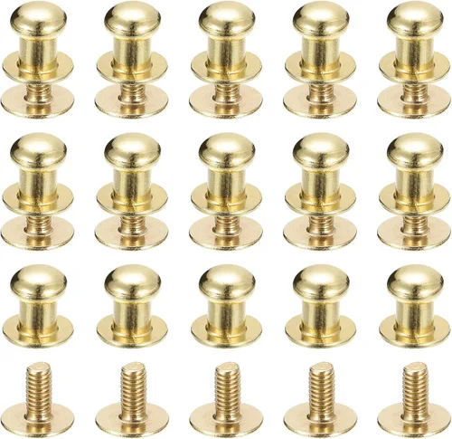 Miniatura 24 de uxcell Remaches de cabeza de bola de 0.157 pulgadas (0.157 in), tornillo trasero, paquete de 15 remaches de pezón de botón de cabeza redonda