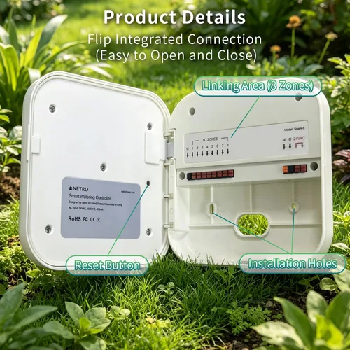 Miniatura 4 de Netro Controlador inteligente de rociadores de 8 zonas, controlador de rociadores WiFi, sistema de riego basado en aplicaciones, controladores