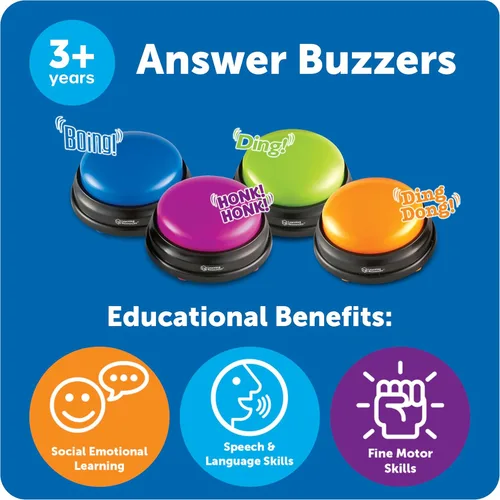 Miniatura 6 de Learning Resources Answer Buzzers - Suministros imprescindibles para el aula, juguetes para niños, botón de efectos de sonido, programas