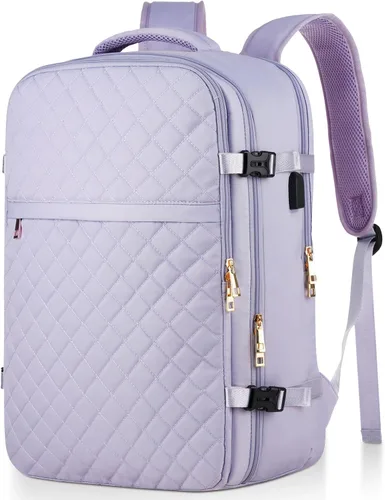 Miniatura 10 de MOMUVO Mochila de viaje para mujer, mochila de mano aprobada por aerolíneas, mochila para laptop de 15.6 pulgadas con puerto de carga USB, mochila