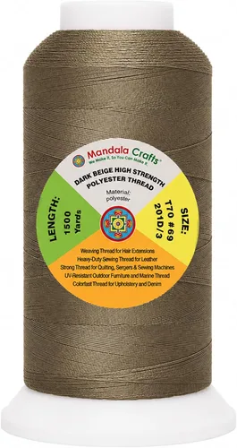 Miniatura 31 de Mandala Crafts Airforce Blue - Hilo resistente de 1500 yardas Tex 70 hilos de poliéster fuertes para coser cortinas, jeans, cuero, cabello