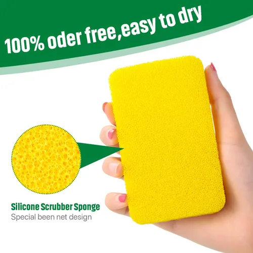 Miniatura 2 de Patelai Esponja de silicona para platos, 10 piezas, esponja de limpieza reutilizable para cocina, esponja suave para frutas y verduras