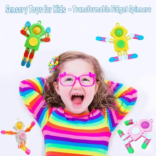 Miniatura 2 de Paquete de 4 juguetes sensoriales para niños y niñas, juguetes sensoriales transformables para niños y adultos, llavero de juguete para ansiedad