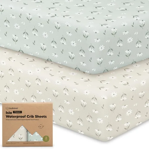 Miniatura 21 de Paquete de 2 sábanas impermeables para cuna de bebé para niños y niñas - 52x28 sábanas para cama de niño pequeño de viscosa derivada de bambú