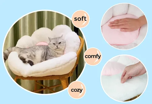 Miniatura 4 de ELFJOY Cojín de pata de gato, cómodos cojines de felpa para sillas de oficina, computadora, juegos, almohada de suelo suave y bonita para decoración