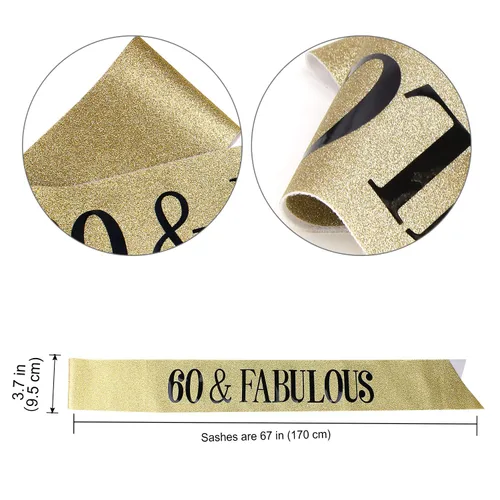 Miniatura 2 de Banda y tiaras de 60 cumpleaños para mujer, decoraciones de cumpleaños 60 para mujer, fabulosa banda y corona para mujeres de 60 años y fabulosos