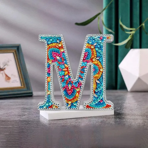 Miniatura 18 de YOYA Letras de Artesanía de Madera con Arte de Diamantes 5D de 6 Pulgadas para Decoración de Pared, Kits de Arte de Diamantes de Letras de A