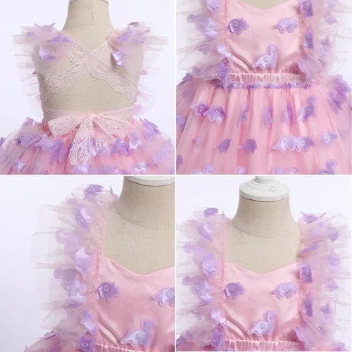 Miniatura 6 de Vestido para sesión de fotos de fiesta de cumpleaños con espalda descubierta para bebé, niña, mariposa, fresa, volantes, princesa, pastel, fiesta