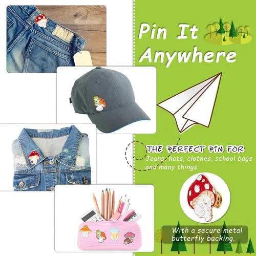 Miniatura 4 de Chuangdi 9 broches de hongo, broches de hongo, lindo regalo de dibujos animados, broche de aleación, guitarra, gato, rana, erizo, pin de planta