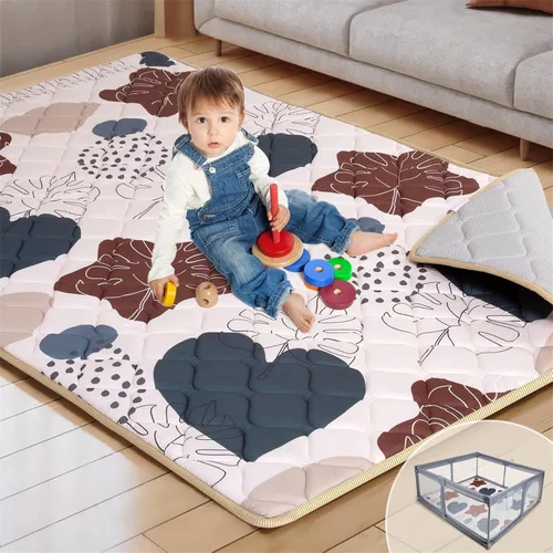 Miniatura 8 de Tapete de espuma gruesa de 74 x 50 pulgadas, 1 pulgada más gruesa e impermeable, tapete de juego para niños pequeños y bebés, tapete de juego grande