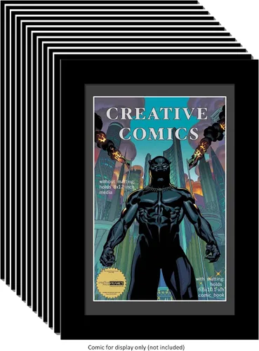 Miniatura 8 de Creative Picture Frames [8x12bk-w] Marco de cómic para coleccionistas con alfombrilla blanca, inserto para cómic de 6.6 x 10.1 pulgadas con soporte