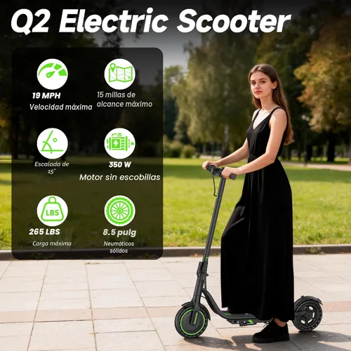 Miniatura 2 de VOLPAM Adult Electric Scooter, 250W/350W/500WMotor, 8.5"/10" Solid Tires, 10/19/22Mph, 32/28/23/21/18/16/10Miles Max Range, Dual Braking