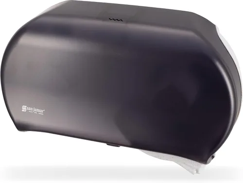 San Jamar - SJMR4000TBK R4000TBK Dispensador de Papel Jumbo Doble de 9", Perla Negra, 12" x 19" x 5.3"