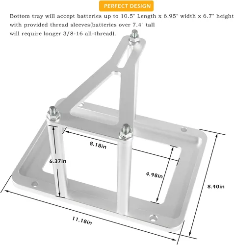 Miniatura 3 de Danti Bandeja de batería universal Mantenga abajo la batería del tronco Caja de reubicación Billet aluminio 551181 para Optima Race Racing Mount Red