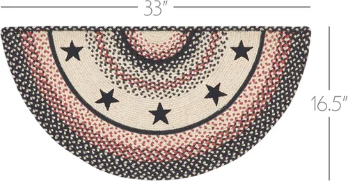 Miniatura 2 de VHC Brands Colonial Star - Alfombra decorativa, mezcla de yute, medio círculo, estrella roja y negra, 16.5 x 33 pulgadas