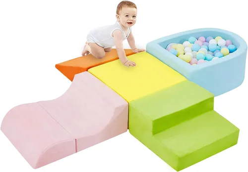 QUCHI Juguetes de escalada de 5 piezas para niños pequeños, juguetes de escalada para niños pequeños en interiores con piscina de bolas de espuma