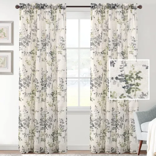 Miniatura 2 de H.VERSAILTEX Cortinas traslúcidas de lino para sala de estar, cortinas de 84 pulgadas de largo que filtran la luz, con bolsillo para barra, cortinas