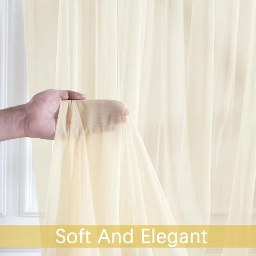 Miniatura 8 de Telón de fondo de tul transparente champán sin arrugas para fiestas, telón de fondo de boda, para fiesta de cumpleaños, baby shower, decoración