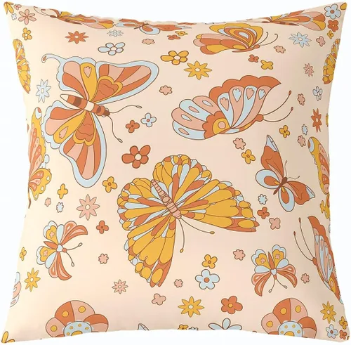 Miniatura 21 de Erosebridal Groovy Flower Power - Funda de almohada de 16 x 16 pulgadas, bonita funda de almohada floral bohemia de los años 60S y 70S, funda