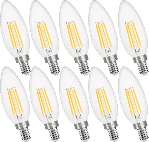 Miniatura 10 de comzler Bombilla LED E12 para candelabro regulable, bombilla de lámpara de araña 2700K blanco cálido, equivalente a 40W, bombillas tipo B
