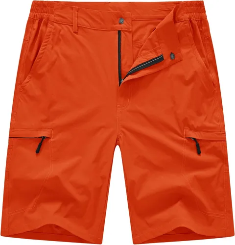 BASUDAM Pantalones cortos de senderismo tipo cargo para hombre, elásticos, de secado rápido, ligeros, con 6 bolsillos para acampar y viajar