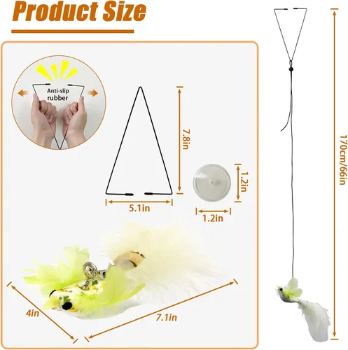 Miniatura 3 de Juguetes para Gatos de Interior Colgante de Puerta Retráctil Volador Da Bird Juguete para Gato para Gatitos Diversión Ejercicio Cuerda Interactiva