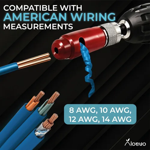 Miniatura 7 de Kit de herramientas para pelacables y tornado accionado por taladro con 4 cabezales intercambiables y accesorios - Herramienta de conector