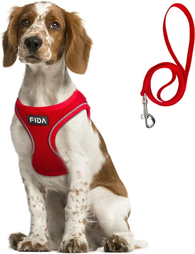 Miniatura 11 de Fida Cómodo arnés para perro con correa, chaleco suave para cachorros, a prueba de escapes, transpirable y ligero de malla suave, arnés reflectante