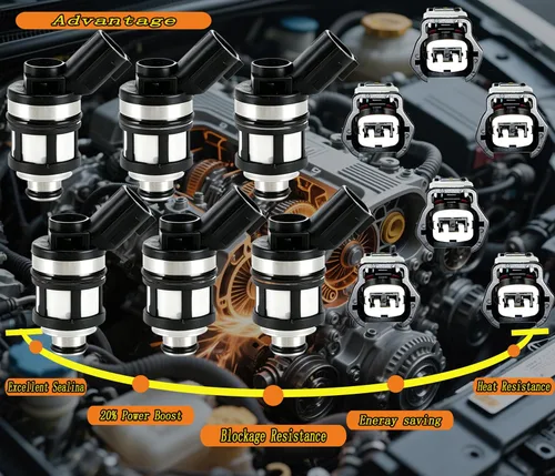 Miniatura 5 de 6 unids inyector de combustible con enchufe de arnés para Nissan Frontier Pathfinder Xterra Reemplazo 1996-2004 para Nissan Frontier Pathfinder