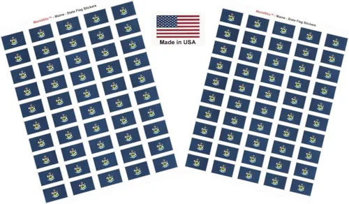 Miniatura 292 de 100 calcomanías de la bandera de Alaska; 1.5" x 1" hechas en Estados Unidos, calcomanías autoadhesivas de la bandera del estado para álbumes