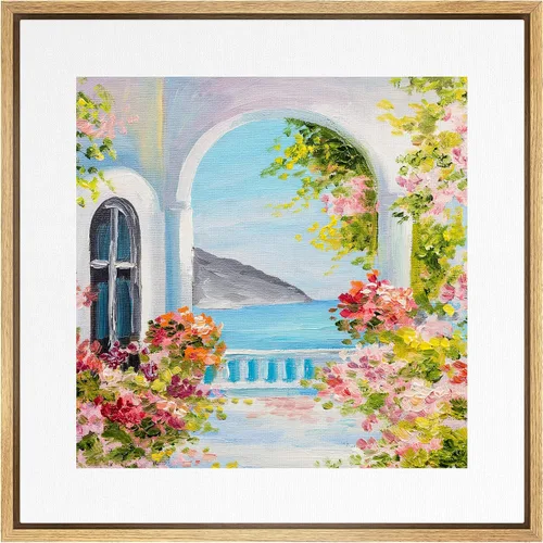 Miniatura 28 de SIGNWIN Lienzo enmarcado para pared, diseño retro de cielo azul y nube, paisaje, naturaleza, ilustraciones de área silvestre, bellas artes, casa