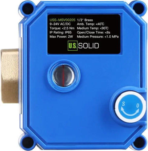 Miniatura 7 de Válvula de bola motorizada de 1/2 pulgada U.S. Solid Brass 9-24V AC/DC de 3 cables con cierre automático de puerto completo con anulación manual