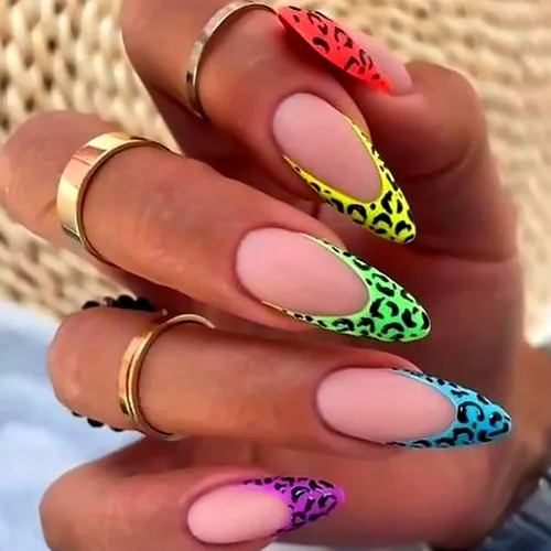 Miniatura 8 de Uñas postizas a presión con degradado rojo, almendra, longitud media, purpurina y líneas negras, uñas postizas de cobertura completa, uñas postizas
