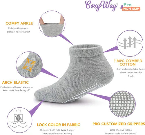Miniatura 2 de CozyWay Non-Slip Baby and Toddler Ankle Socks with Grips - Low Cut Socks for Girls and Boys with Grippers