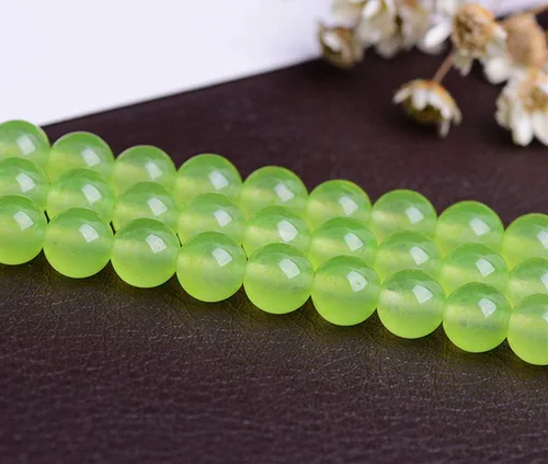 Miniatura 20 de Cuentas de calcedonia natural de 0.157 in a 0.551 in, cuentas de jade natural, cuentas sueltas para hacer joyas (YS01), 4mm