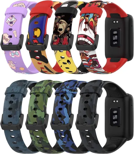 Miniatura 16 de Lijinlan Bandas de repuesto compatibles con Xiaomi Mi Band 7 Pro Strap mujeres hombres, impresión colorida linda piel floral suave flexible silicona