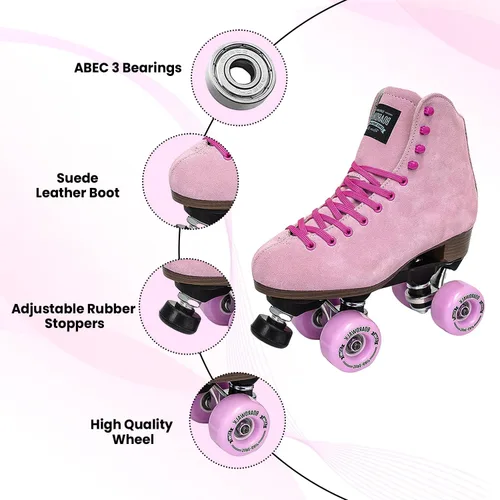 Miniatura 3 de Sure-Grip Boardwalk - Patines de ruedas unisex para exteriores con botas de cuero retro y ruedas 82A Teaberry
