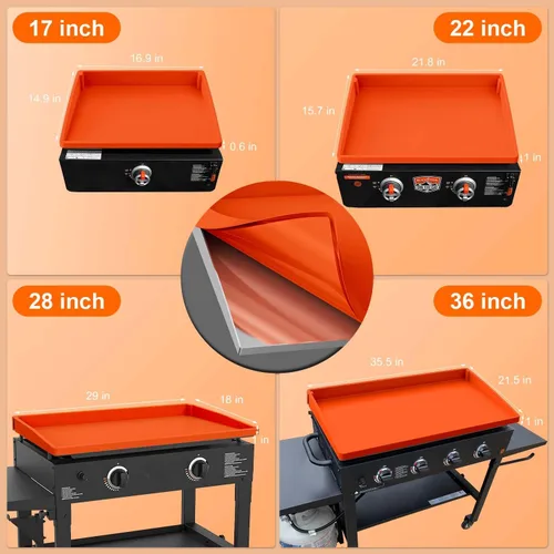 Miniatura 9 de BANGIE Alfombrilla de silicona de 28 pulgadas para accesorios Blackstone, cubierta completa antideformación y resistente a los rayos UV