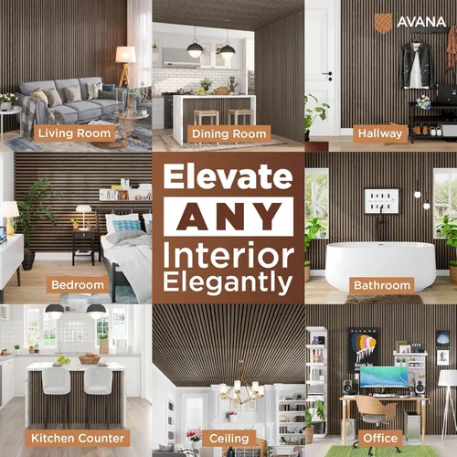 Miniatura 3 de Avana Paneles de pared de madera acústica – Paneles de 93.2 x 11.25 pulgadas – Se adapta a diseños de 94 x 12 pulgadas – Paneles acústicos de nogal