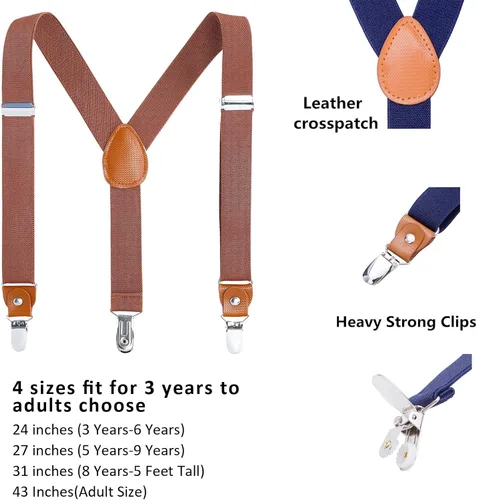 Miniatura 2 de Suspensores para adultos, varones y niños. Clips extra resistentes de metal, de piel genuino, parche transversal perfecto para smoking