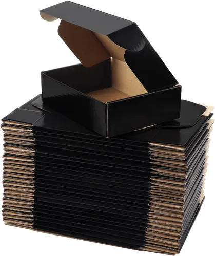 Miniatura 35 de Hoikwo Paquete de 40 cajas de envío de 4 x 4 x 2 para pequeñas empresas, cajas de cartón de embalaje negras, caja de embalaje de correo móvil