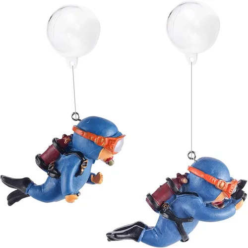 Paquete de 2 decoraciones de pecera, lindos adornos de acuario de buceador, juguete de decoración con divertido dispositivo flotante, accesorios de