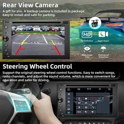 Miniatura 2 de Estéreo de coche doble DIN con reproductor de CD/DVD Apple Carplay y Android Auto, radio de coche de 6.2 pulgadas con Bluetooth y cámara