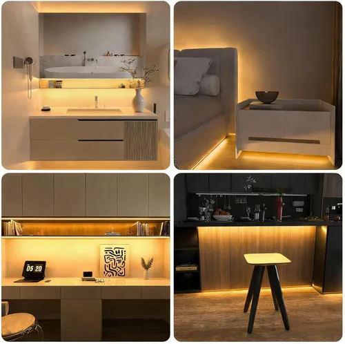 Miniatura 4 de WOBANE COB Kit de tira de luces LED, tira de luz LED regulable de 9.8 pies con control remoto RF para gabinete de cocina, mostrador, estante, Blanco
