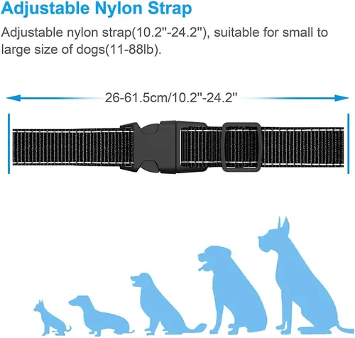 Miniatura 5 de Collar antiladridos para perro, 7 niveles ajustables de sensibilidad e intensidad, doble modo antiladridos recargable, impermeable, reflectante, sin
