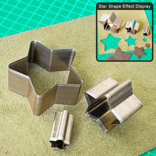 Miniatura 6 de Juego de perforadoras huecas de 9 piezas, 9 tamaños, forma de estrella, matrices de corte para cuero, herramienta de corte para manualidades