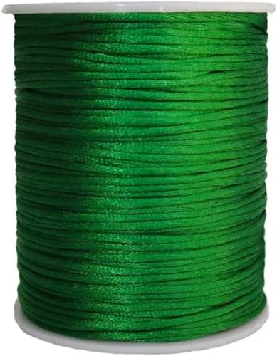 Miniatura 60 de 2.0mm Hilo de Cordón de Seda de Nylon para Cuentas de Macramé, Pulseras, Nudos Chinos, Collares, Joyería 109 Yardas (Verde Oscuro)