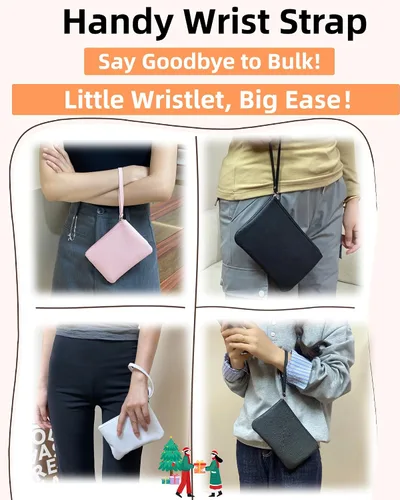 Miniatura 5 de Paquete de 2 pequeñas bolsas de maquillaje con cremallera para bolso, lápiz labial, organizador de maquillaje de viaje para mujeres, productos Negro