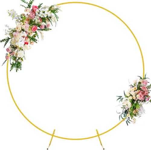 Miniatura 9 de Wokceer Arco de Boda Redondo Soporte de Telón de Fondo 7.2 Pies Marco de Arco Circular para Globos Soporte de Telón de Fondo Circular Arco Redondo